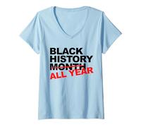 Femme Histoire des Noirs Toute l'année T-Shirt avec Col en V