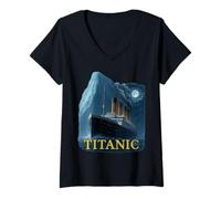 Femme Histoire du Voyage du Titanic Oceanpower T-Shirt avec Col en V