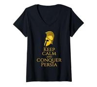 Femme Histoire Grecque Antique - Keep Calm and Conquer Perse T-Shirt avec Col en V