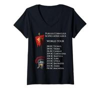 Femme Histoire Romaine Antique SPQR - Scipion Africanus World Tour T-Shirt avec Col en V