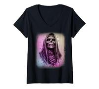 Femme Histoire Urbaine effrayante de Midnight Man Horror Legend T-Shirt avec Col en V
