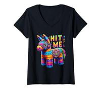 Femme Hit Me Pinata Cinco De Mayo Sombrero Mexicain Hommes Femmes T-Shirt avec Col en V