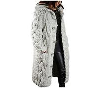 Femme Hiver Cardigan Long Tricot Veste Ouvert Épais Manches Longues Pull Gilet Chaud Capuche Manteau Sweater Chandail Outwear Sweat Automne/Hiver Chandail De Couleur Unie