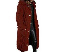 Femme Hiver Cardigan Long Tricot Veste Ouvert Épais Manches Longues Pull Gilet Chaud Capuche Manteau Sweater Chandail Outwear Sweat Automne/Hiver Chandail De Couleur Unie