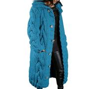 Femme Hiver Cardigan Long Tricot Veste Ouvert Épais Manches Longues Pull Gilet Chaud Capuche Manteau Sweater Chandail Outwear Sweat Automne/Hiver Chandail De Couleur Unie