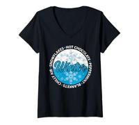 Femme Hiver Saison Neige Neige Climat Glacé Temps froid T-Shirt avec Col en V