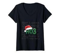Femme Ho Cubed Ho3 Chapeau de Père Noël Ho-Ho-Ho Math Teacher Drôle T-Shirt avec Col en V