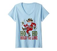 Femme Ho Ho Hold The Line Dance Dancing Love Christmas Line Dance T-Shirt avec Col en V