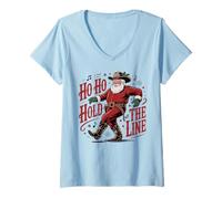 Femme Ho Ho Hold The Line Dance Dancing Love Christmas Line Dance T-Shirt avec Col en V