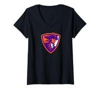 Femme Hobart & William Smith Colleges Hobart Statesmen Shield Mark T-Shirt avec Col en V