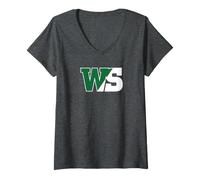 Femme Hobart & William Smith Colleges William Smith Herons WS Logo T-Shirt avec Col en V