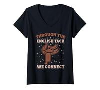 Femme Hobby Horse Rider English Track We Connect English Riding T-Shirt avec Col en V