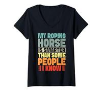 Femme Hobby Horse Rider My Horse Smarter People English Riding T-Shirt avec Col en V
