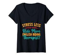 Femme Hobby Horse Rider THerapist English Riding Horse T-Shirt avec Col en V