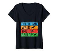 Femme Hobby Horse Rider Walk Trot Gallop English Riding Horse T-Shirt avec Col en V