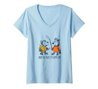 Femme Hockey Drop The Puck, C'est Parti! T-Shirt avec Col en V