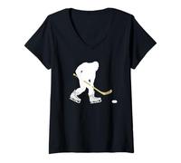 Femme Hockey sur Glace Bigfoot T-Shirt avec Col en V