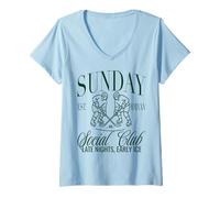 Femme Hockey sur Glace du Sunday Club, Tard Le Soir et tôt T-Shirt avec Col en V