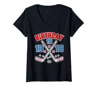 Femme Hockey sur glace pour 13e anniversaire garçon 13 ans T-Shirt avec Col en V