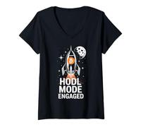 Femme HODL Bitcoin vers la Lune T-Shirt avec Col en V