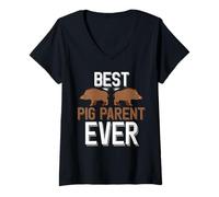 Femme Hog Hunting est Le Meilleur Parent de cochons de Tous T-Shirt avec Col en V