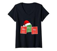 Femme HoHoHo! Holmium Tableau périodique Éléments Chimie Noël T-Shirt avec Col en V