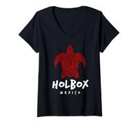 Femme Holbox Island Mexico Tribal Sea Turtle Island T-Shirt avec Col en V