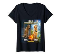 Femme Hold on Your Come Back is Coming 2025 à 2026, Cadeau Dog Hope T-Shirt avec Col en V