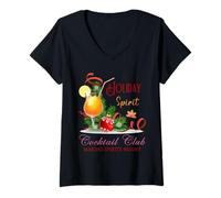 Femme Holiday Spirit Cocktail Club Making Sprits Bright Christmas T-Shirt avec Col en V