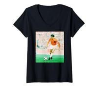 Femme Holland Argentine Johan Cruyff in Action World Cup Football T-Shirt avec Col en V
