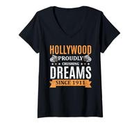 Femme Hollywood American USA Vacation Movie Cinéma Voyage T-Shirt avec Col en V