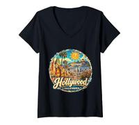 Femme Hollywood CA Californie, T-Shirt avec Col en V