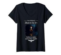 Femme Holocaust Rembr Memorial Day, Yom HaShoah, Zikaron ba lev T-Shirt avec Col en V