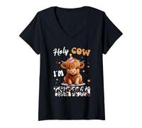 Femme Holy Cow I'm Thirteen Birthday Vache écossaise 13 ans T-Shirt avec Col en V