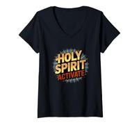 Femme Holy Spirit Activate T-Shirt avec Col en V