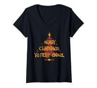 Femme Home Alone Merry Noël Ya Filthy Animal T-Shirt avec Col en V