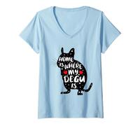 Femme Home is Where My Degu is - Illustration Mignonne de Degus T-Shirt avec Col en V