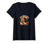 Femme Home Is Where The Hens Are Funny Chicken Farm T-Shirt avec Col en V