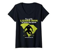 Femme Home of The Lizard Man, État de Caroline du Sud, Funny Cryptid T-Shirt avec Col en V