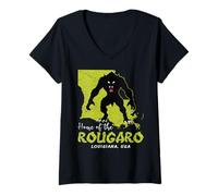 Femme Home of The Rougaro Louisiana State of American Cryptid T-Shirt avec Col en V