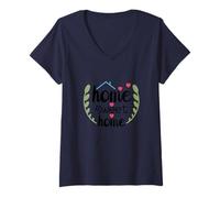 Femme Home Sweet Home, Source d'inspiration Positive T-Shirt avec Col en V