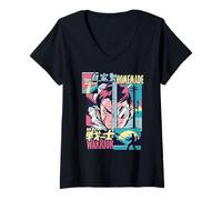 Femme Homemade Warrior - Manga Rétro Samouraï Esthétique T-Shirt avec Col en V