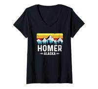 Femme Homer, Alaska Mountain Town, Homer AK Souvenir T-Shirt avec Col en V