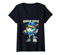 Femme Homerun Drippin Cool Melting Baseball Graffiti Boys T-Shirt avec Col en V