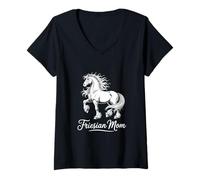 Femme Hommage à Friesian Mom Horse Lover Equestrian T-Shirt avec Col en V