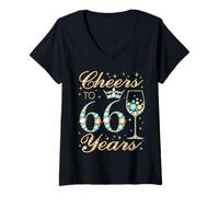 Femme Hommage à la Princesse Reine, 66e Anniversaire de sa 66e Anniversaire T-Shirt avec Col en V
