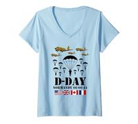 Femme Hommage aux vétérans des parachutistes du 81e anniversaire du jour J T-Shirt avec Col en V