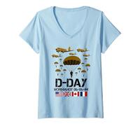 Femme Hommage aux vétérans des parachutistes du 81e anniversaire du jour J T-Shirt avec Col en V
