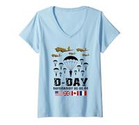 Femme Hommage aux vétérans des parachutistes du 81e anniversaire du jour J T-Shirt avec Col en V