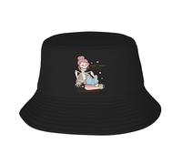 Femme Homme Bob Rendez-Vous avec Mon Petit Ami Littéraire Black 5 Chapeaux De Plage Coupe-Vent Chapeaux De Seau Mode Casquette Visière pour Été Jardinier Pêche